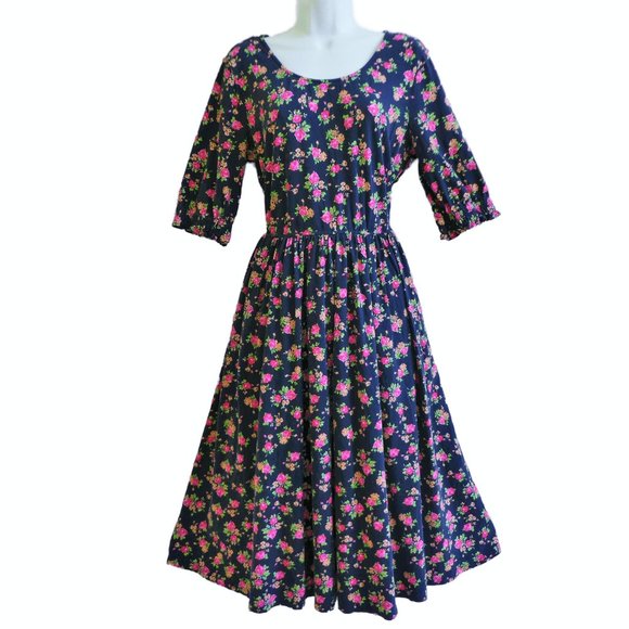 eshakti Dresses Navy Pink Floral Eshakti Midi Dress 5s Style
